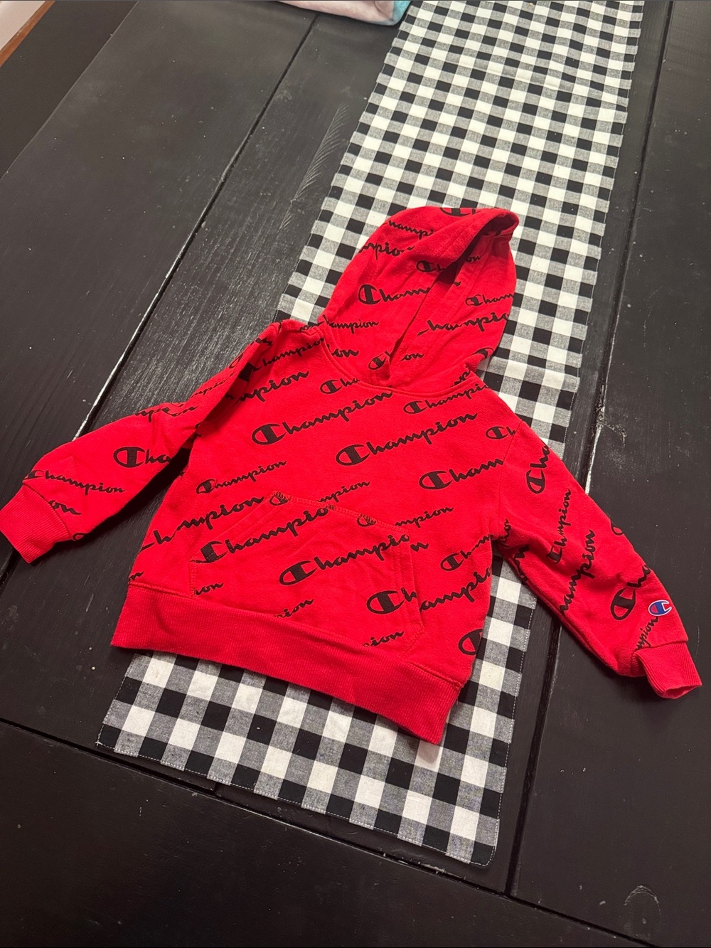 Champion Kids Red Logo Pullover Hoodie